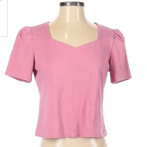 Worthington Petite Pink Puff Short Sleeve V-Neck Top Women's Size PM Feminine